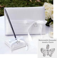 butterfly charm collection set - guest book and pen